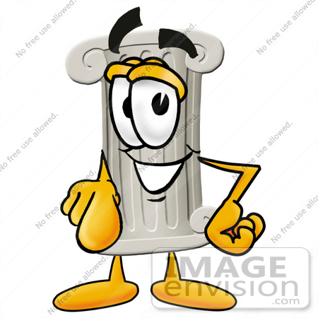 #24960 Clip Art Graphic of a Pillar Cartoon Character Pointing at the Viewer by toons4biz