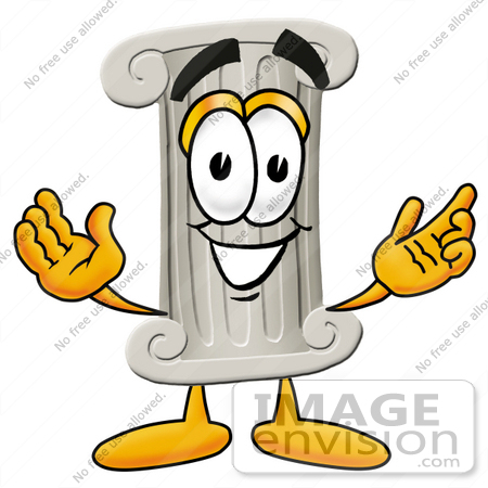 #24974 Clip Art Graphic of a Pillar Cartoon Character With Welcoming Open Arms by toons4biz