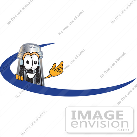 #25119 Clip Art Graphic of a Ground Pepper Shaker Cartoon Character Logo With a Blue Dash by toons4biz
