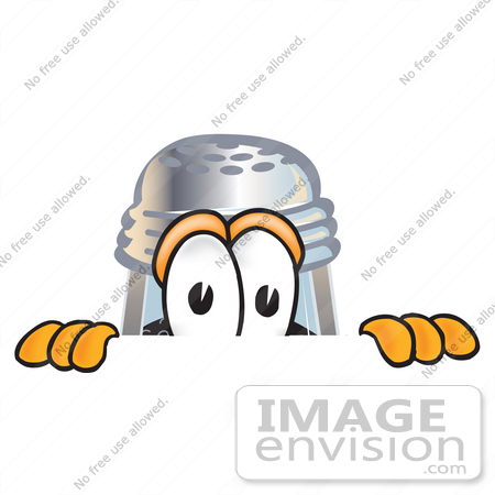 #25122 Clip Art Graphic of a Ground Pepper Shaker Cartoon Character Peeking Over a Surface by toons4biz