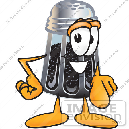 #25129 Clip Art Graphic of a Ground Pepper Shaker Cartoon Character Pointing at the Viewer by toons4biz