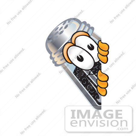 #25143 Clip Art Graphic of a Ground Pepper Shaker Cartoon Character Peeking Around a Corner by toons4biz
