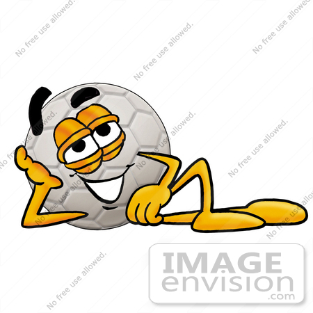 #25204 Clip Art Graphic of a White Soccer Ball Cartoon Character Resting His Head on His Hand by toons4biz