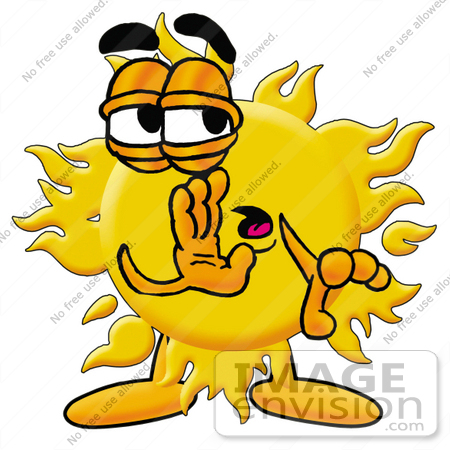#25252 Clip Art Graphic of a Yellow Sun Cartoon Character Whispering and Gossiping by toons4biz