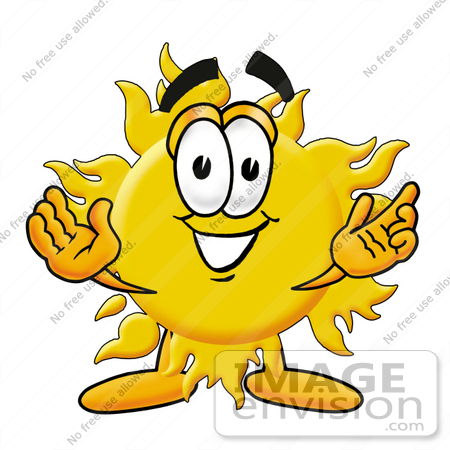 #25256 Clip Art Graphic of a Yellow Sun Cartoon Character With Welcoming Open Arms by toons4biz