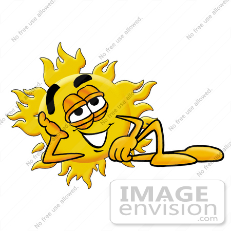 #25259 Clip Art Graphic of a Yellow Sun Cartoon Character Resting His Head on His Hand by toons4biz