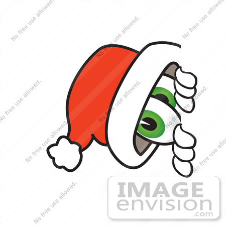 #25271 Clip Art Graphic of a Santa Claus Cartoon Character Peeking Around a Corner by toons4biz