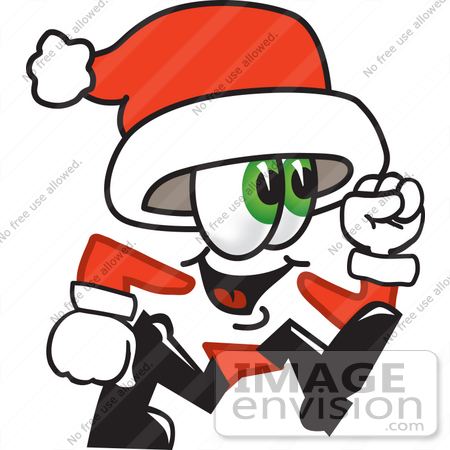 #25274 Clip Art Graphic of a Santa Claus Cartoon Character Running by toons4biz