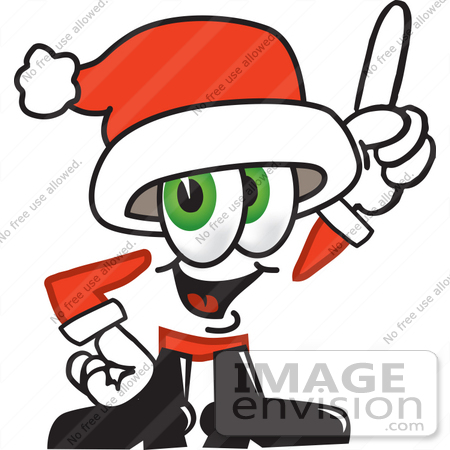 #25275 Clip Art Graphic of a Santa Claus Cartoon Character Pointing Upwards by toons4biz