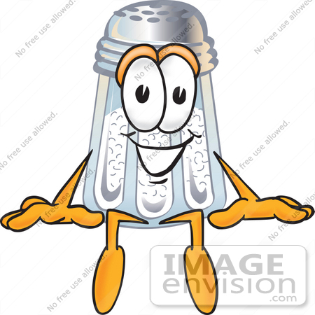 #25293 Clip Art Graphic of a Salt Shaker Cartoon Character Sitting by toons4biz
