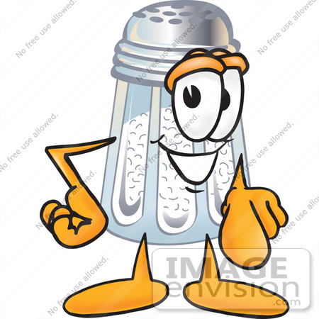 #25299 Clip Art Graphic of a Salt Shaker Cartoon Character Pointing at the Viewer by toons4biz