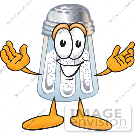 #25302 Clip Art Graphic of a Salt Shaker Cartoon Character With Welcoming Open Arms by toons4biz