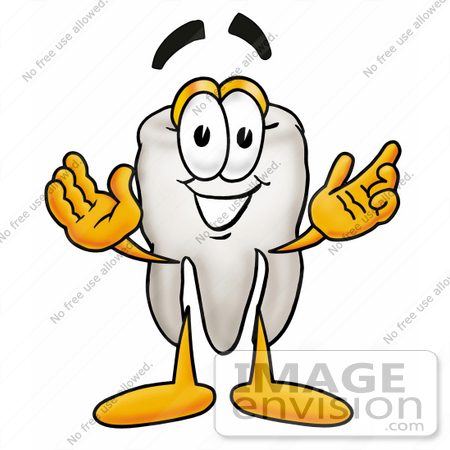 #25328 Clip Art Graphic of a Human Molar Tooth Character With Welcoming Open Arms by toons4biz