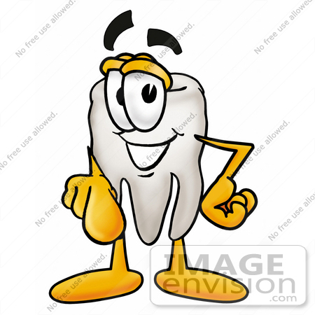 #25336 Clip Art Graphic of a Human Molar Tooth Character Pointing at the Viewer by toons4biz