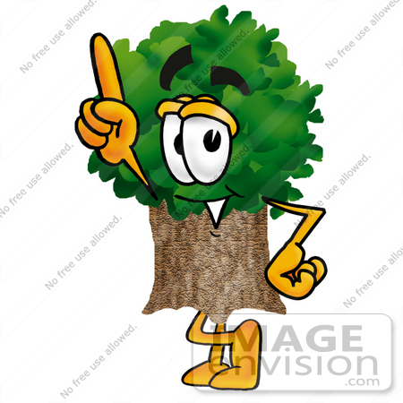 #25463 Clip Art Graphic of a Tree Character Pointing Upwards by toons4biz
