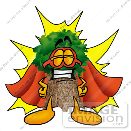 #25471 Clip Art Graphic of a Tree Character Dressed as a Super Hero by toons4biz