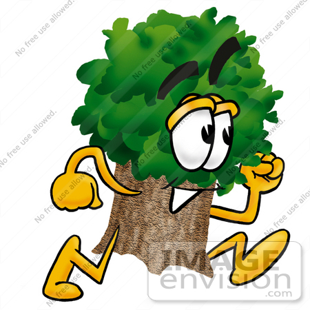 #25480 Clip Art Graphic of a Tree Character Running by toons4biz