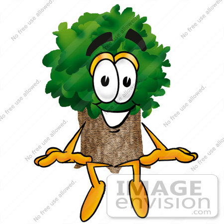 #25481 Clip Art Graphic of a Tree Character Sitting by toons4biz