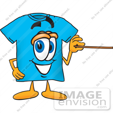 #25500 Clip Art Graphic of a Blue Short Sleeved T Shirt Character Holding a Pointer Stick by toons4biz