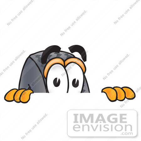 #25557 Clip Art Graphic of a Tire Character Peeking Over a Surface by toons4biz