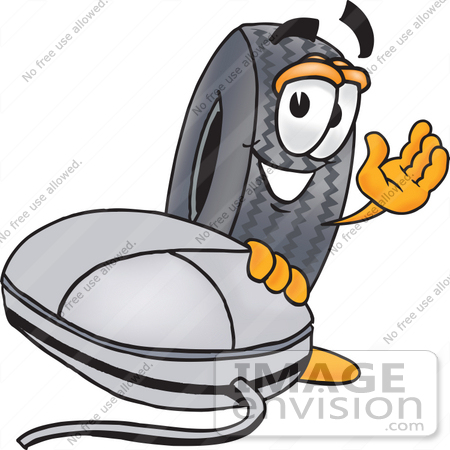 #25573 Clip Art Graphic of a Tire Character With a Computer Mouse by toons4biz