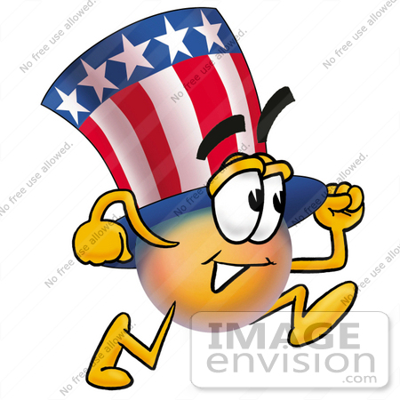 #25581 Clip Art Graphic of a Patriotic Uncle Sam Character Running by toons4biz