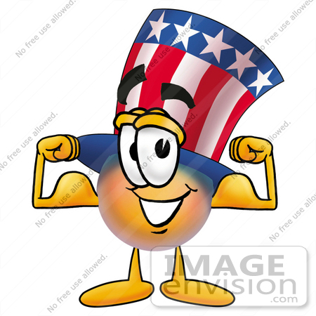 #25586 Clip Art Graphic of a Patriotic Uncle Sam Character Flexing His Arm Muscles by toons4biz