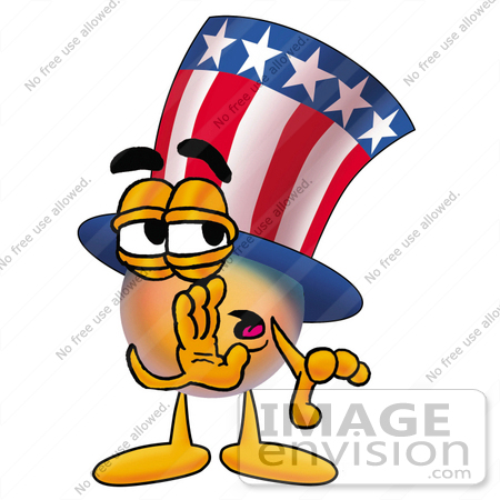 #25602 Clip Art Graphic of a Patriotic Uncle Sam Character Whispering and Gossiping by toons4biz