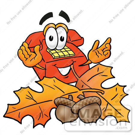 Clip Art Graphic of a Red Landline Telephone Cartoon Character With