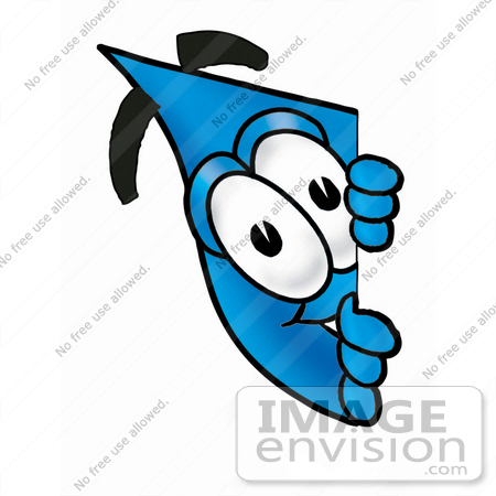#26163 Clip Art Graphic of a Blue Waterdrop or Tear Character Peeking Around a Corner by toons4biz
