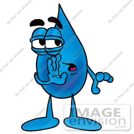 #26196 Clip Art Graphic of a Blue Waterdrop or Tear Character Whispering and Gossiping by toons4biz