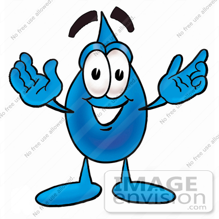 #26205 Clip Art Graphic of a Blue Waterdrop or Tear Character With Welcoming Open Arms by toons4biz