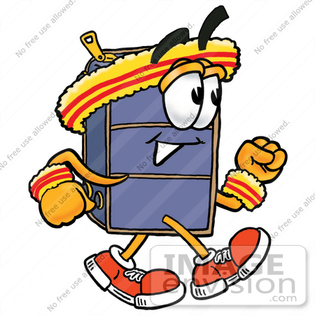 #26466 Clip Art Graphic of a Suitcase Luggage Cartoon Character Speed Walking or Jogging by toons4biz