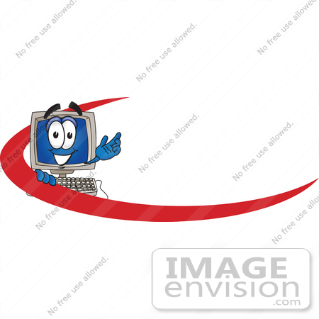 #26688 Clip Art Graphic of a Desktop Computer Cartoon Character Logo Employee Nametag With a Red Dash by toons4biz