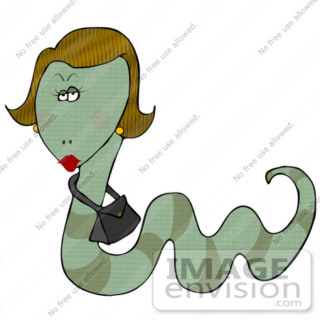 #26697 Womanlike Snake With a Purse Clipart by DJArt