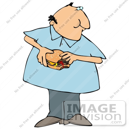 #26702 Hungry Man Eating a Cheeseburger Clipart by DJArt
