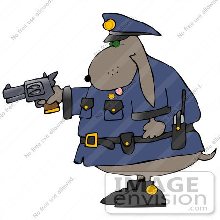#26709 Officer Dog Holding a Gun Clipart by DJArt