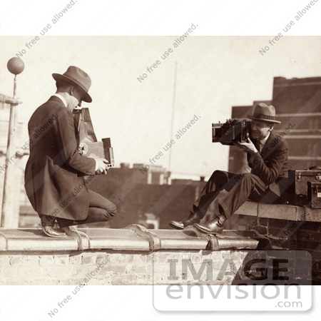 #26766 Stock Photography of Two Male Photographers Taking Pictures of Eachother on a Roof Top by JVPD