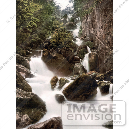 #26781 Stock Photography of Water of the Lodore Falls Rushing Over Rocks Derwentwater Lake District Cumbria England UK by JVPD