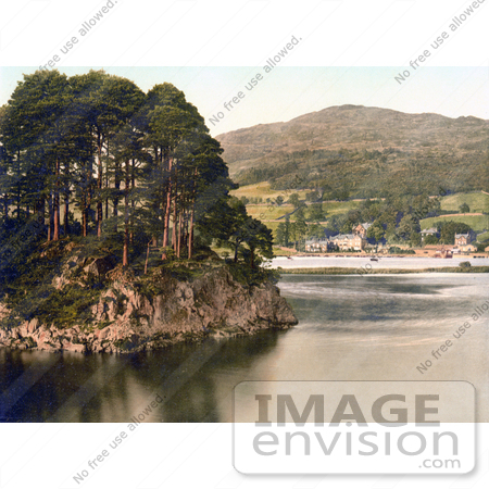 #26798 Stock Photography of the Waterhead Hotel on the Shore of Lake Windermere With Brathay Rock in the Foreground Lake District Cumbria England UK by JVPD