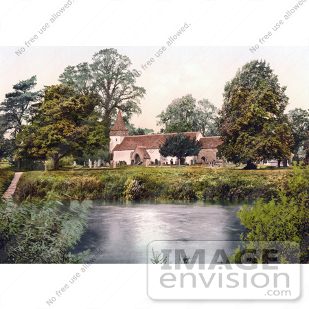 #26799 Stock Photography of the Church Graveyard on the Banks of the River Dixton Ferry Monmouth Wales Monmouthshire England UK by JVPD