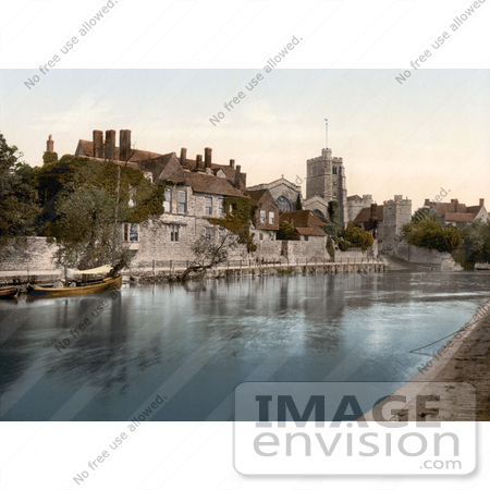 #26800 Stock Photography of The Church, College And Archbishops Palace On The River Medway In Maidstone Kent England UK by JVPD
