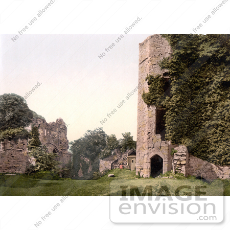 #26825 Stock Photography of Overgrown Ivy on the Ruins of the Octagonal Tower at Goodrich Castle in Goodrich Herefordshire England by JVPD