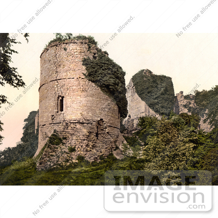 #26838 Stock Photography of Overgrown Ivy on the Ruins of Round Tower at Goodrich Castle in Goodrich Herefordshire England by JVPD