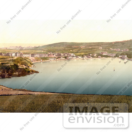 #26843 Stock Photography of Port Erin With Waterfront Buildings and Sailboats Isle of Man England by JVPD