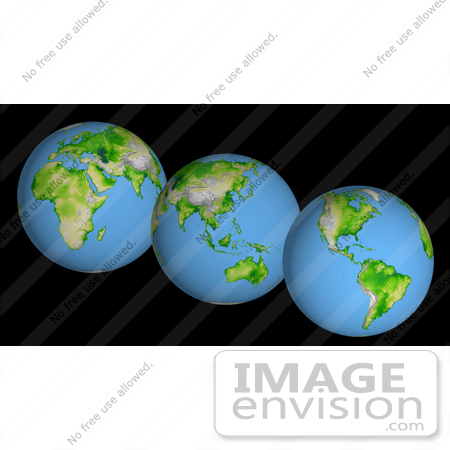 #2685 Picture of World Globes - Three Views of Earth by JVPD