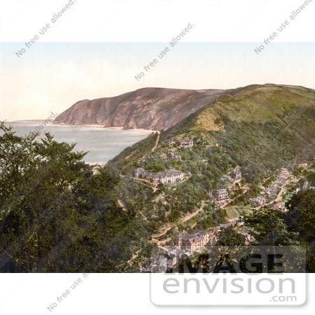 #26857 Stock Photography of An Overhead View Of The Village Of Lynmouth As Seen From Lynton On The Coast In Devon England UK by JVPD