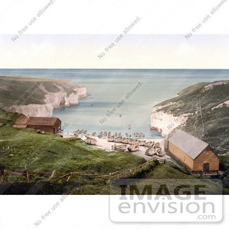 #26880 Stock Photography of Boats And Huts On The Beach On The North Sea Landing In Flamborough Yorkshire England Uk by JVPD