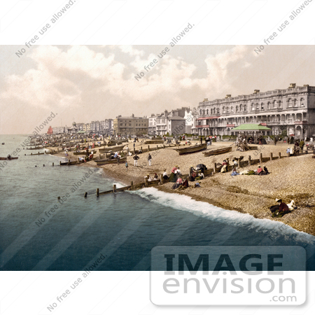 #26887 Stock Photography of People and Boats on the Shore in Worthing West Sussex England UK by JVPD