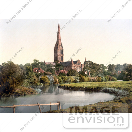 #26897 Stock Photography of the Salisbury Cathedral on the River Nadder in Salisbury Wiltshire England UK by JVPD